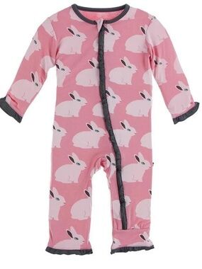 Kickee Pants Classic Ruffle Strawberry Rabbit Coverall